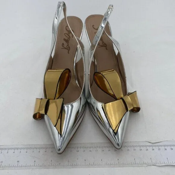 YDN Women Pointed Toe Slingback Slip on Dress Pumps Stiletto Mid Heels Evening P - Picture 3 of 8